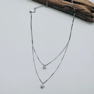 Sterling Silver Moon & Star Layered Necklace